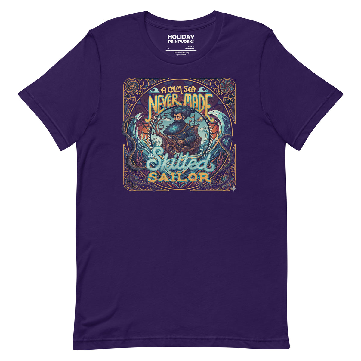 Front/product view of A Calm Sea Never Made a Skilled Sailor – Unisex Staple T-Shirt graphic T-shirt
