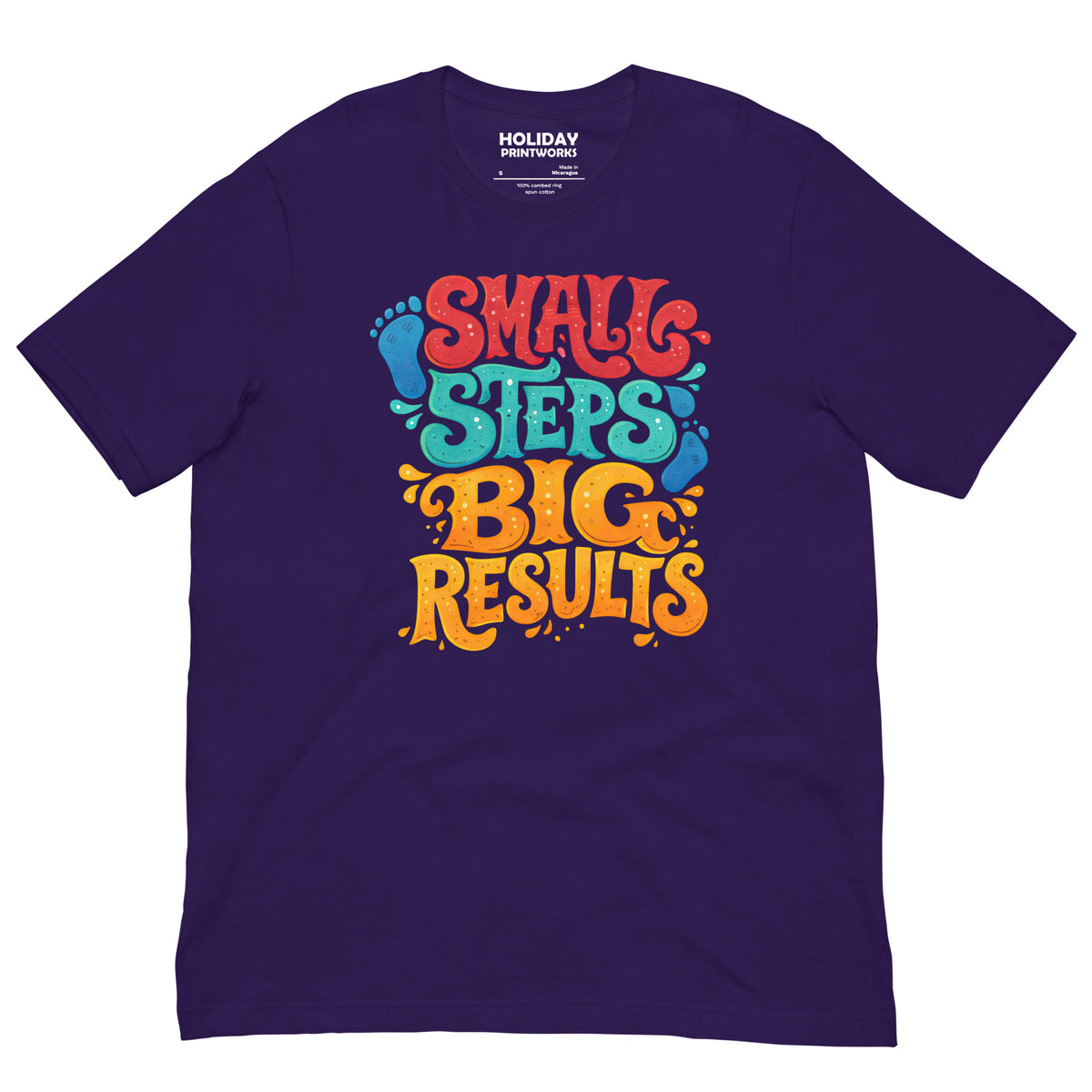 Back/detail view of Small Steps Big Results – Unisex Staple T-Shirt (Motivation Quote) graphic T-shirt
