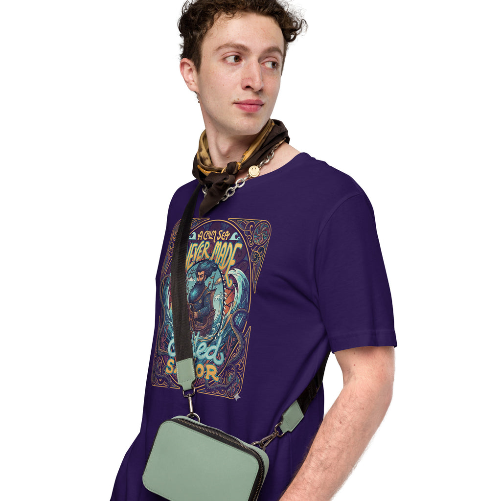 Back/detail view of A Calm Sea Never Made a Skilled Sailor – Unisex Staple T-Shirt graphic T-shirt