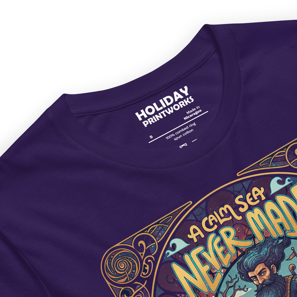 Back/detail view of A Calm Sea Never Made a Skilled Sailor – Unisex Staple T-Shirt graphic T-shirt