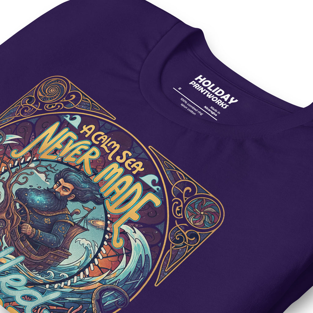 Back/detail view of A Calm Sea Never Made a Skilled Sailor – Unisex Staple T-Shirt graphic T-shirt