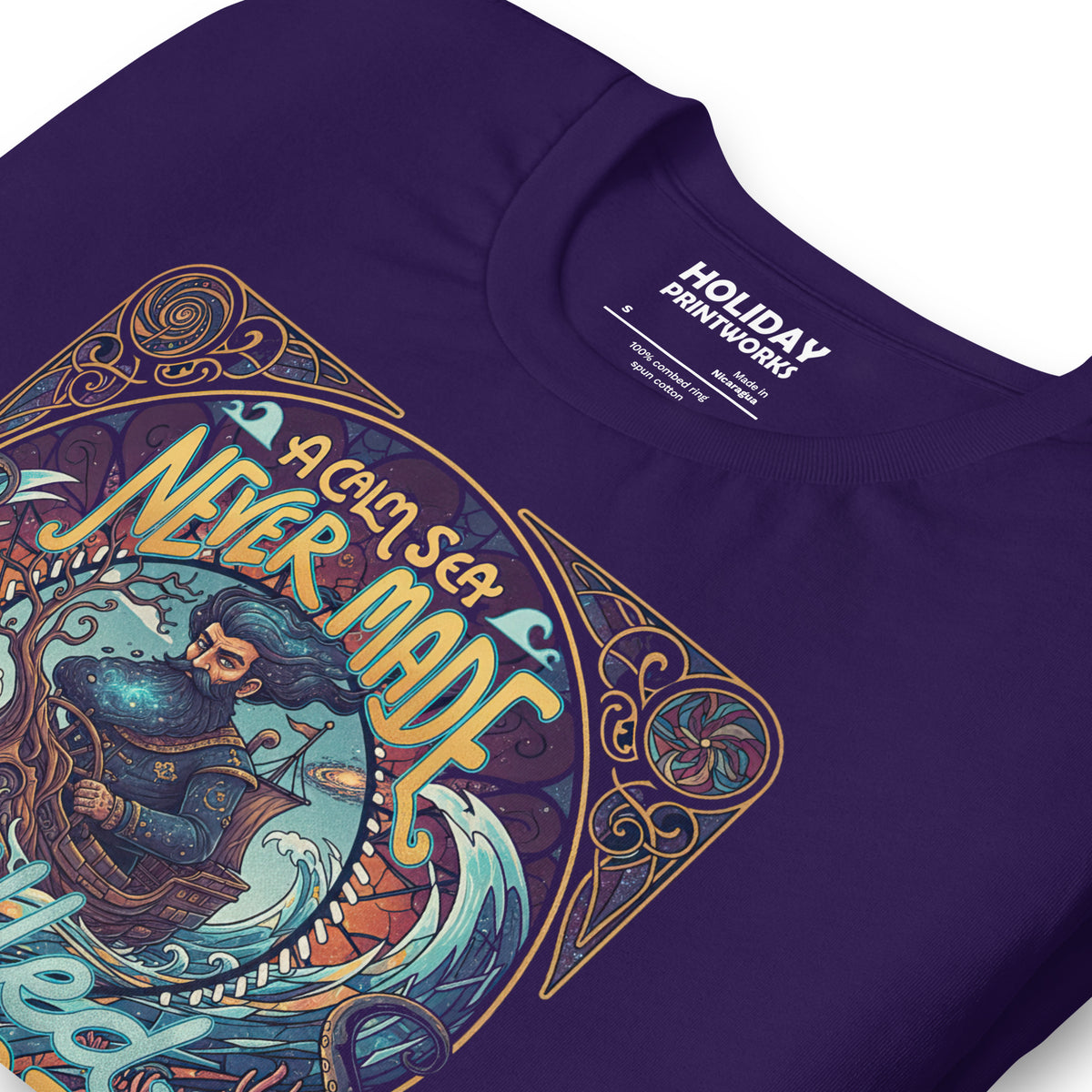 Back/detail view of A Calm Sea Never Made a Skilled Sailor – Unisex Staple T-Shirt graphic T-shirt