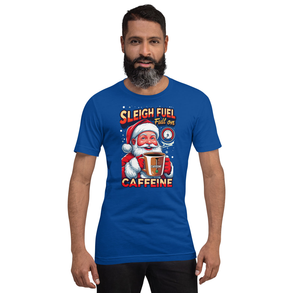 Back/detail view of Sleigh Fuel: Full-On Caffeine – Christmas T-Shirt - Unisex t-shirt graphic T-shirt