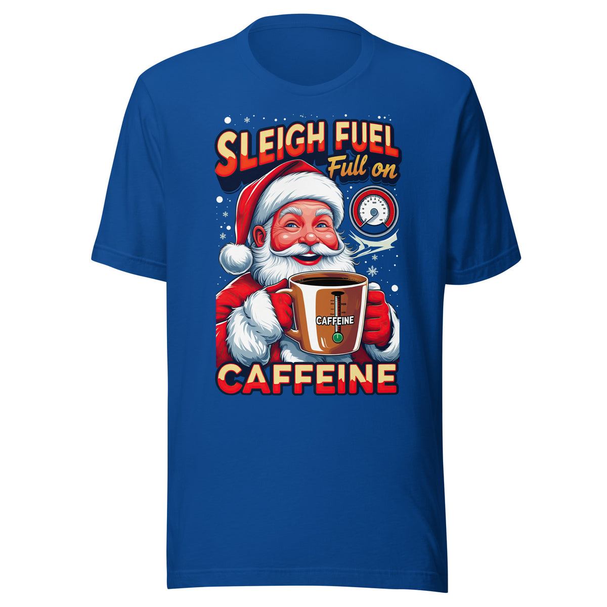 Back/detail view of Sleigh Fuel: Full-On Caffeine – Christmas T-Shirt - Unisex t-shirt graphic T-shirt