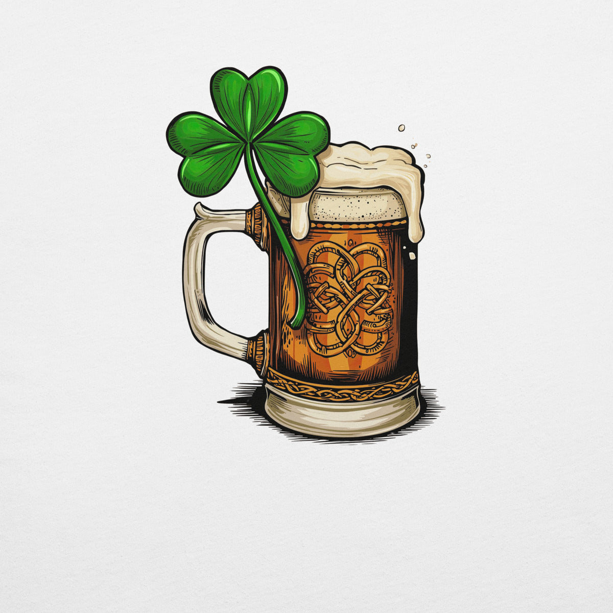 Back/detail view of HERE FOR THE BEER 🍀 Front + Back St. Paddy’s Tee Unisex t-shirt graphic T-shirt