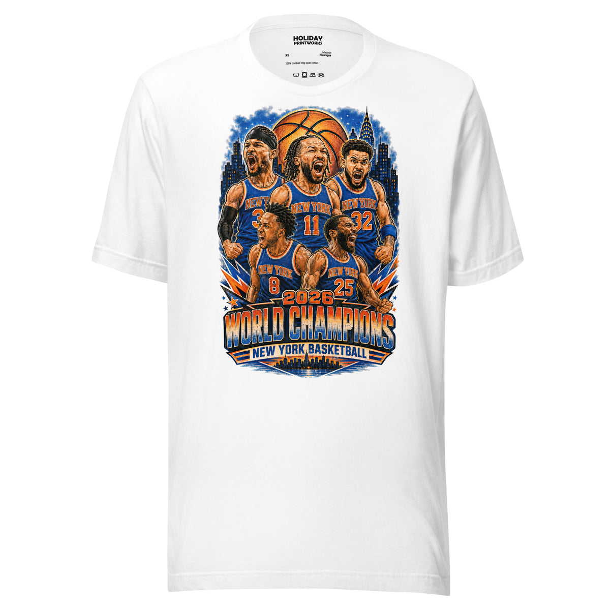 Back/detail view of New York Basketball 2026 World Champions Unisex t-shirt graphic T-shirt