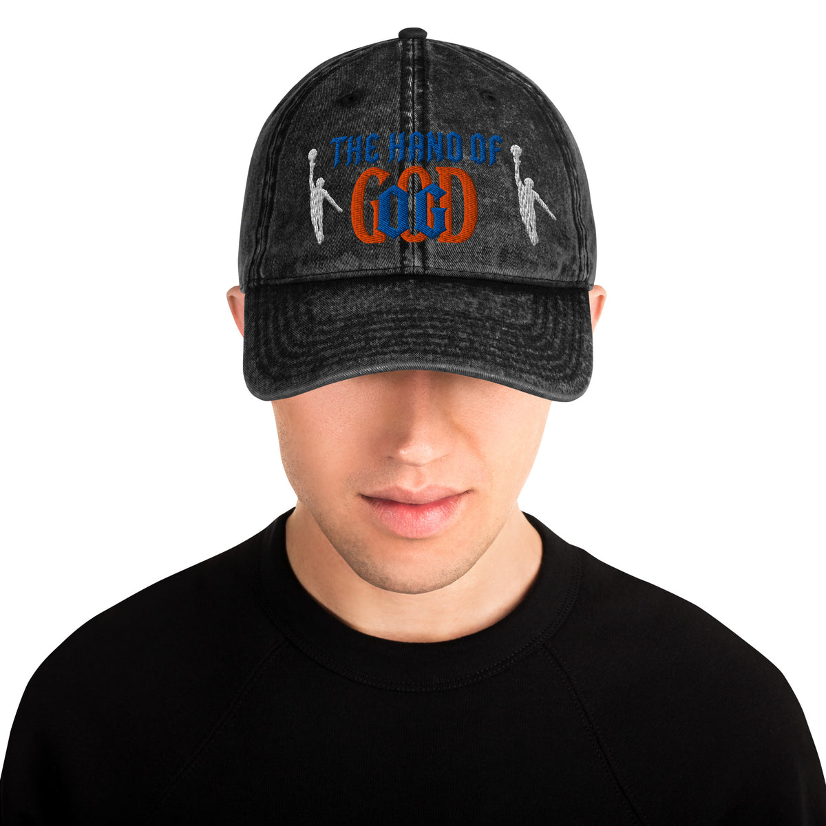 Back/detail view of The Hand of God NYC 26 Vintage Cotton Twill Cap hat