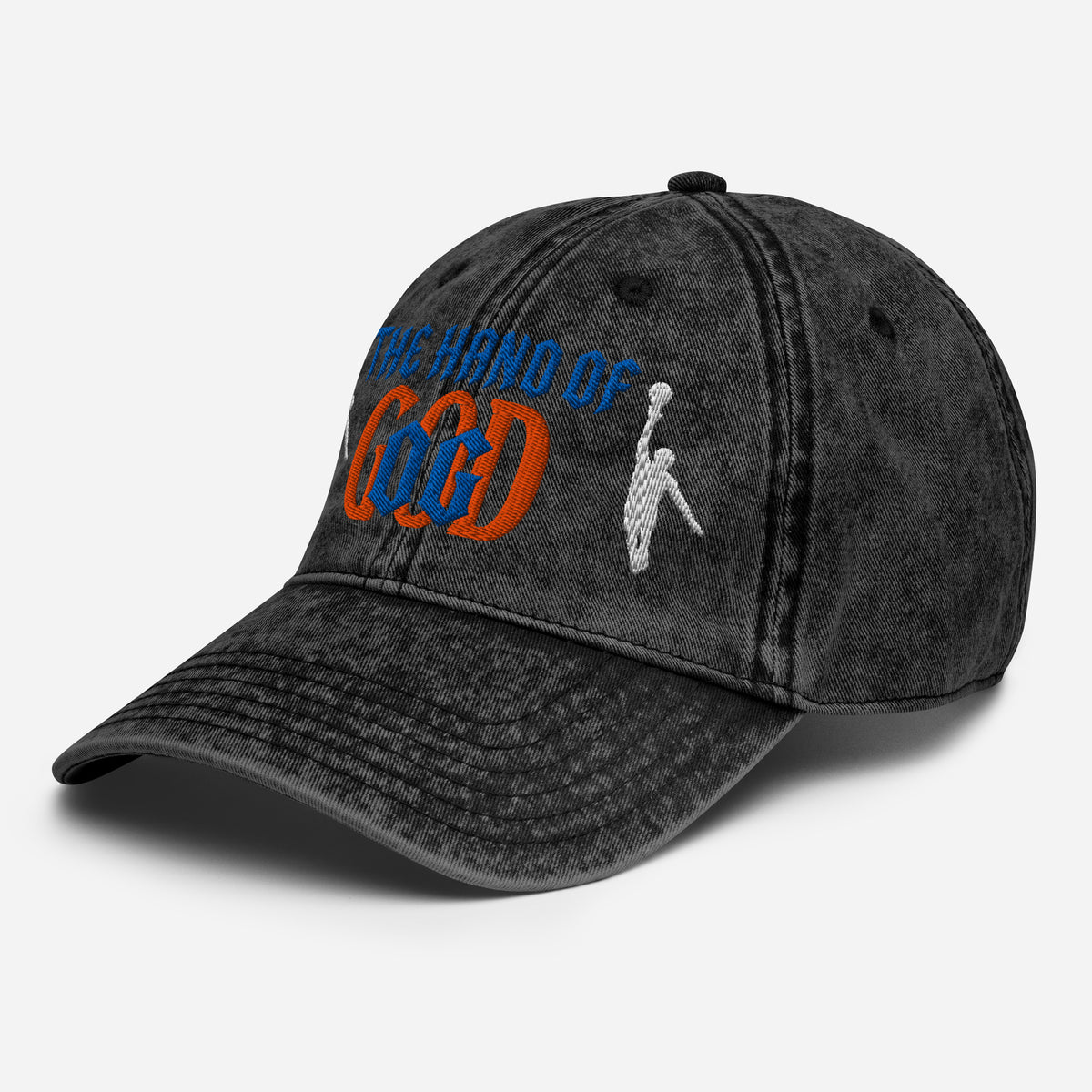 Back/detail view of The Hand of God NYC 26 Vintage Cotton Twill Cap hat