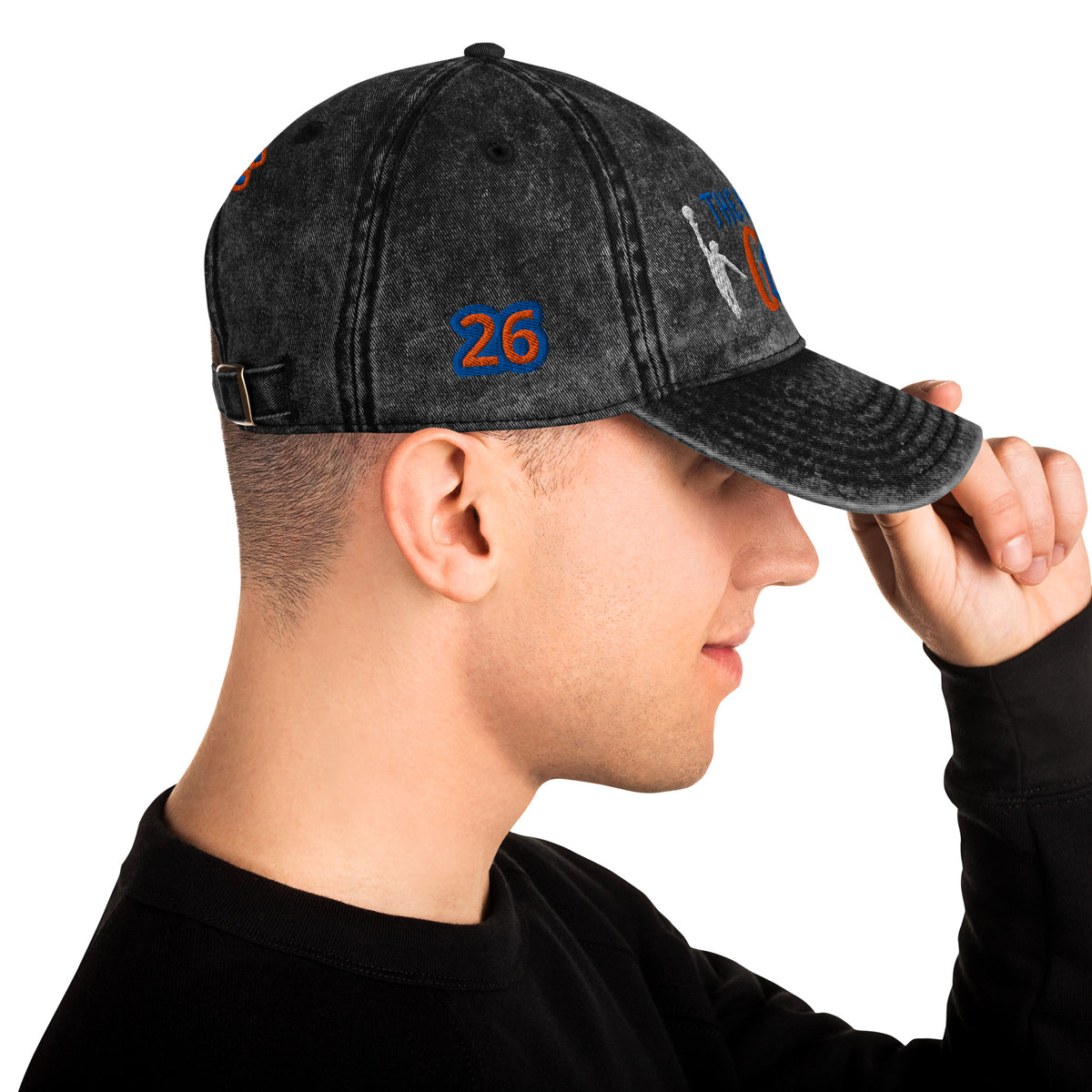 Back/detail view of The Hand of God NYC 26 Vintage Cotton Twill Cap hat