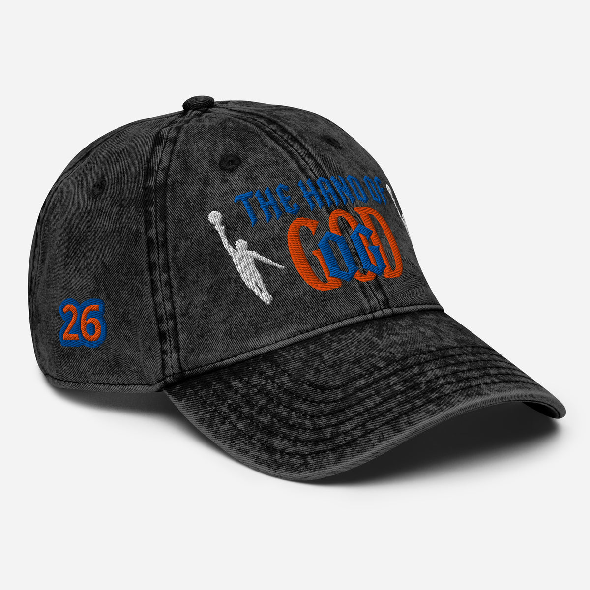 Back/detail view of The Hand of God NYC 26 Vintage Cotton Twill Cap hat
