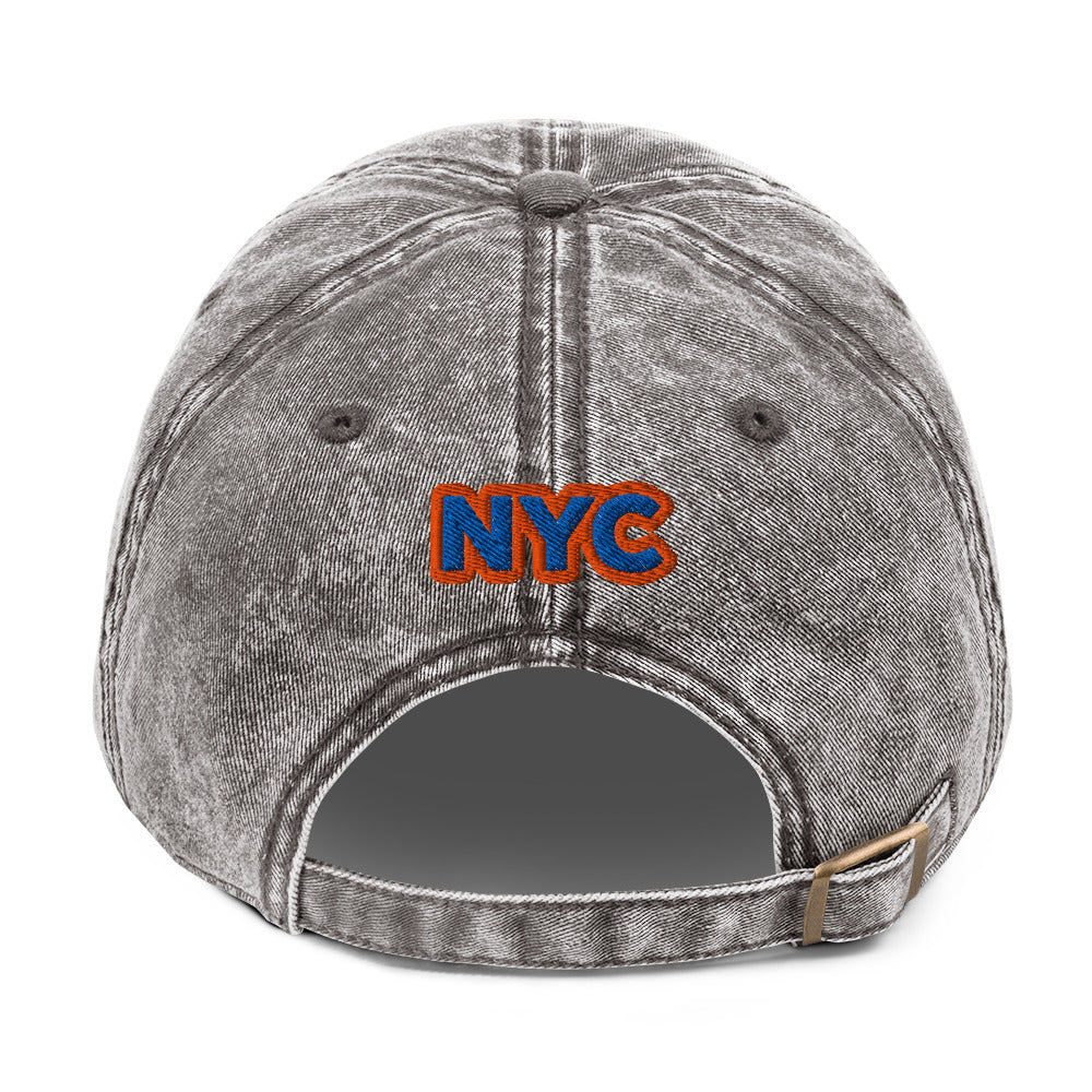 Back/detail view of The Hand of God NYC 26 Vintage Cotton Twill Cap hat