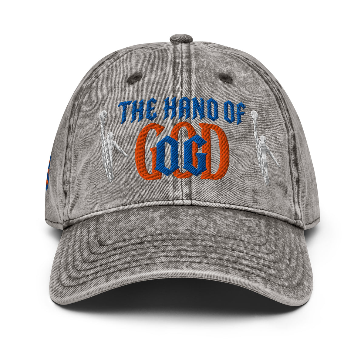 Back/detail view of The Hand of God NYC 26 Vintage Cotton Twill Cap hat