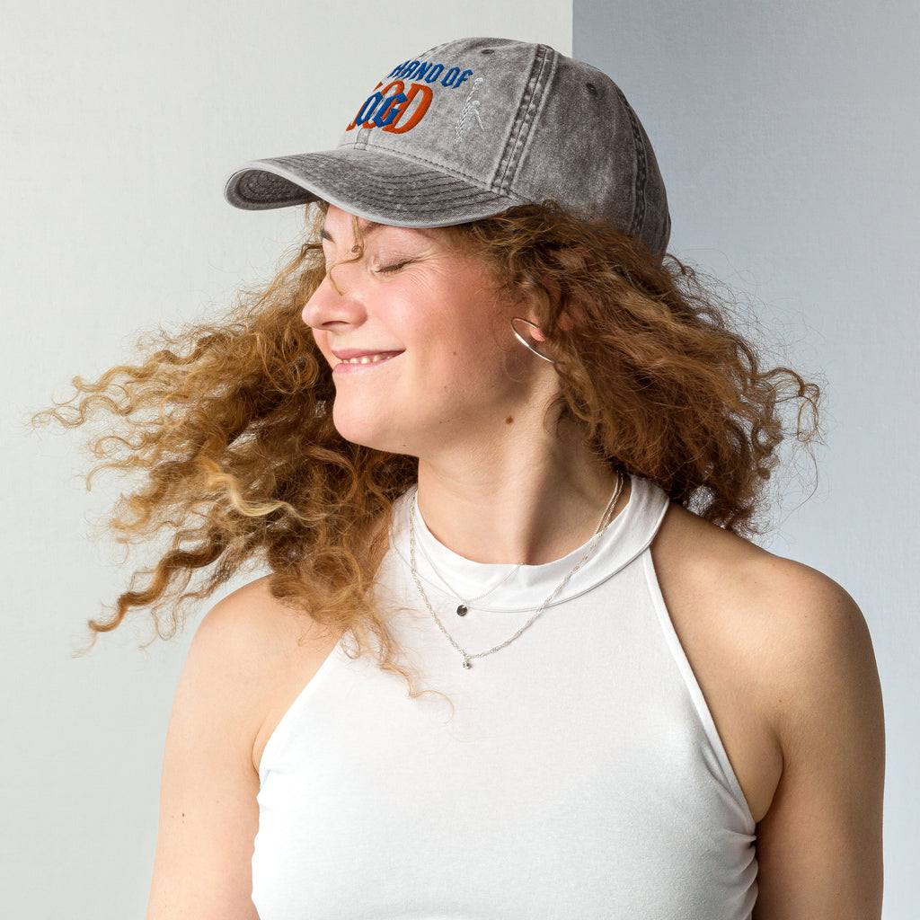 Back/detail view of The Hand of God NYC 26 Vintage Cotton Twill Cap hat