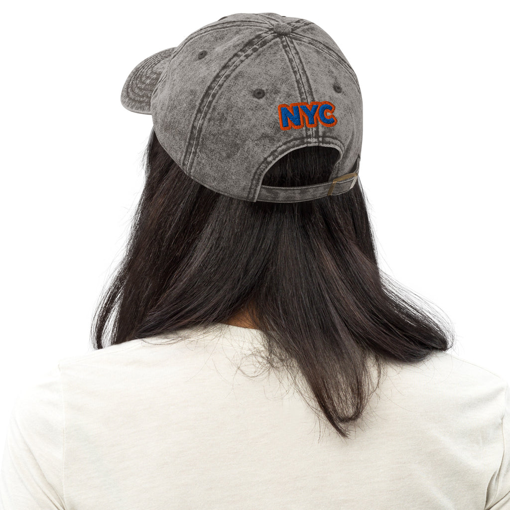 Back/detail view of The Hand of God NYC 26 Vintage Cotton Twill Cap hat