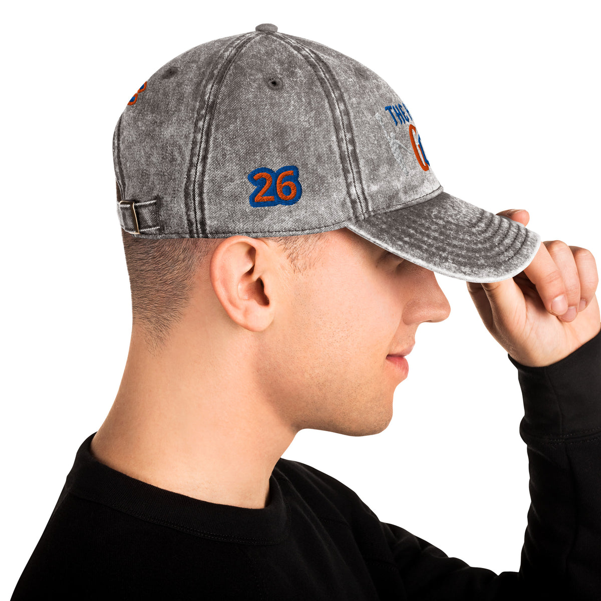 Back/detail view of The Hand of God NYC 26 Vintage Cotton Twill Cap hat