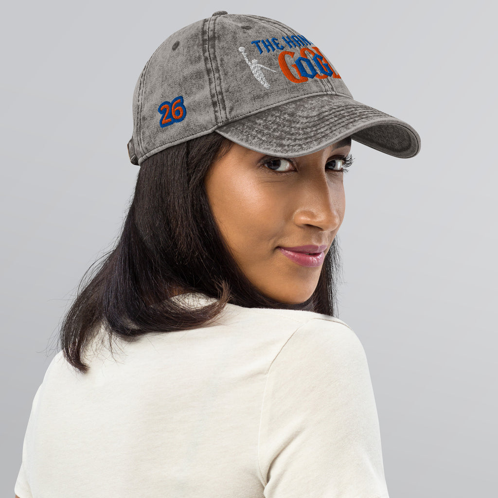 Back/detail view of The Hand of God NYC 26 Vintage Cotton Twill Cap hat