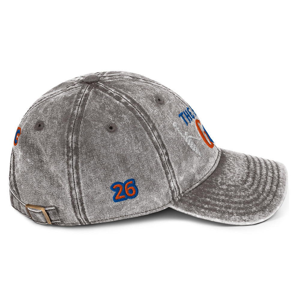 Back/detail view of The Hand of God NYC 26 Vintage Cotton Twill Cap hat