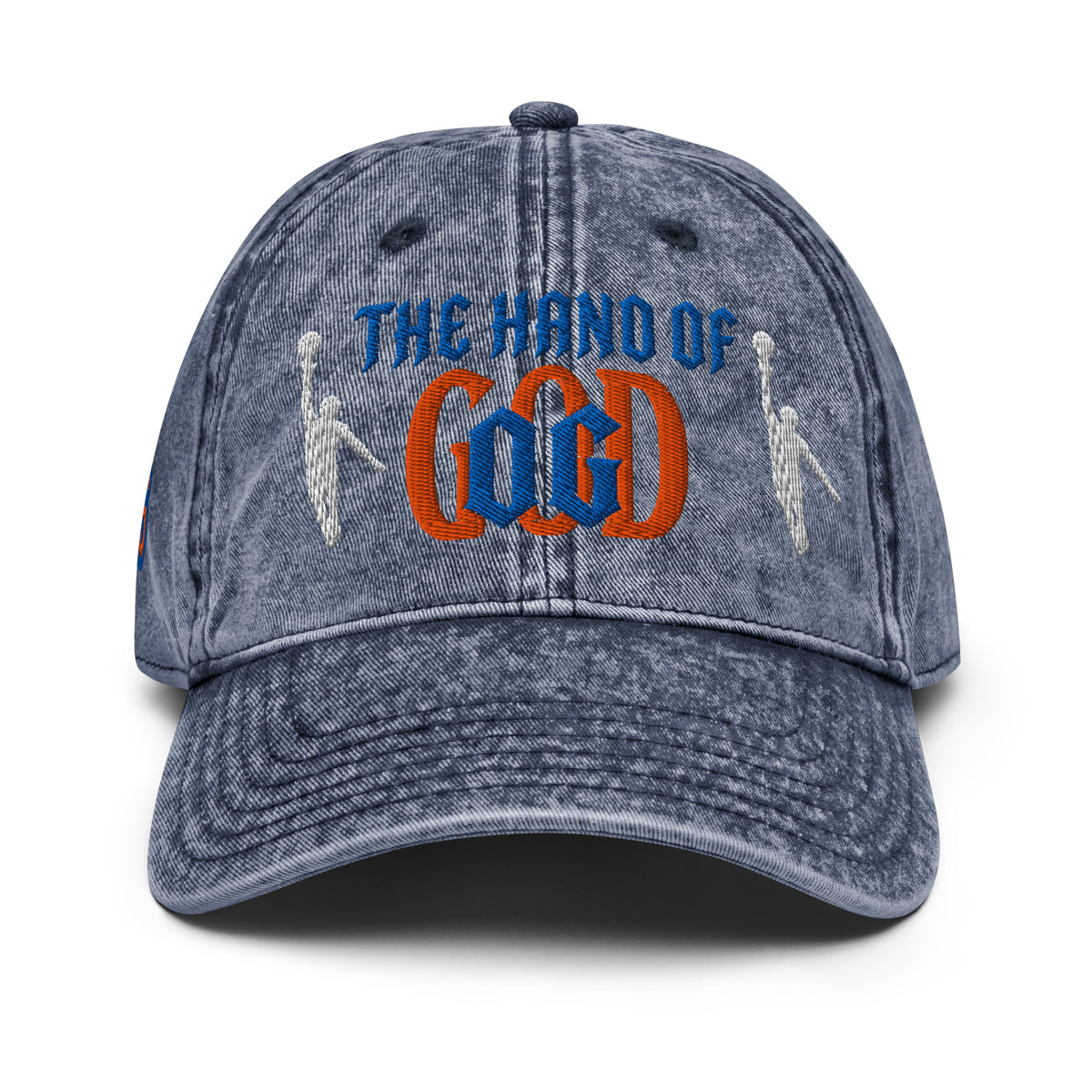 Back/detail view of The Hand of God NYC 26 Vintage Cotton Twill Cap hat
