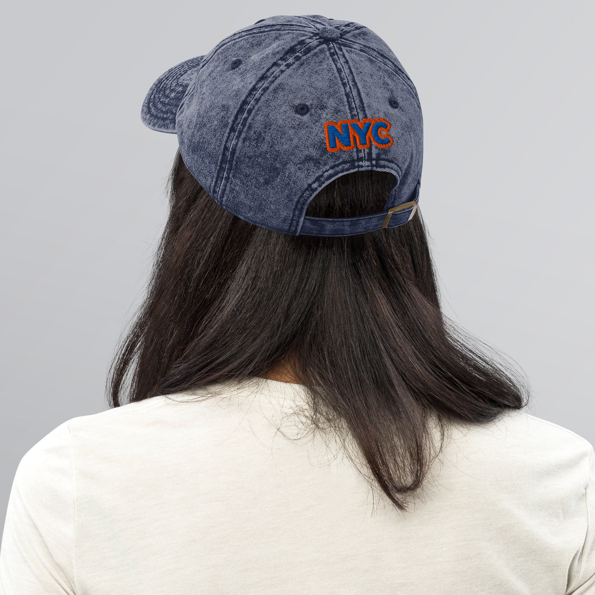 Back/detail view of The Hand of God NYC 26 Vintage Cotton Twill Cap hat