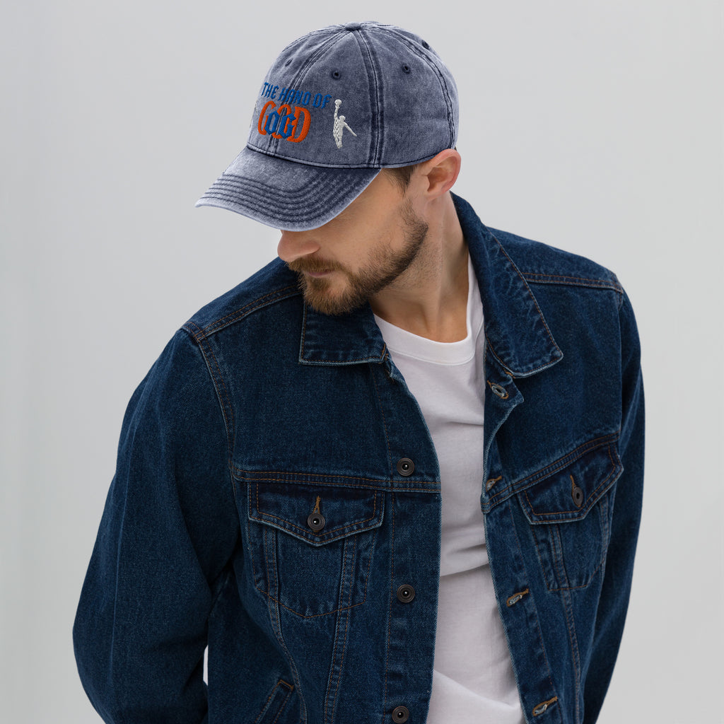 Back/detail view of The Hand of God NYC 26 Vintage Cotton Twill Cap hat