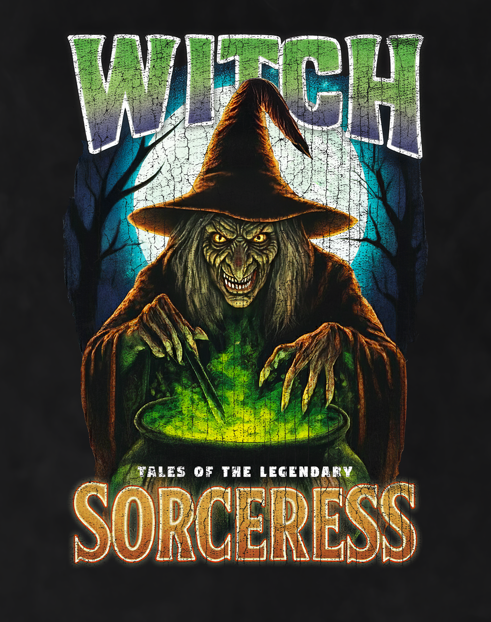 Back/detail view of Witch 90s Bootleg Vintage Oversized T-Shirt – Spellbound Streetwear graphic T-shirt