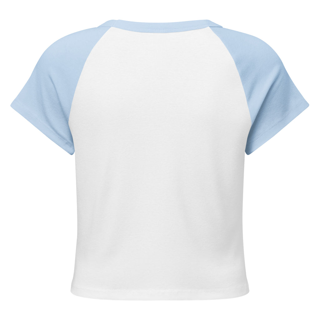 Back/detail view of Fueled by Gravy & Gratitude – Women’s Micro Rib Raglan Baby Tee graphic T-shirt