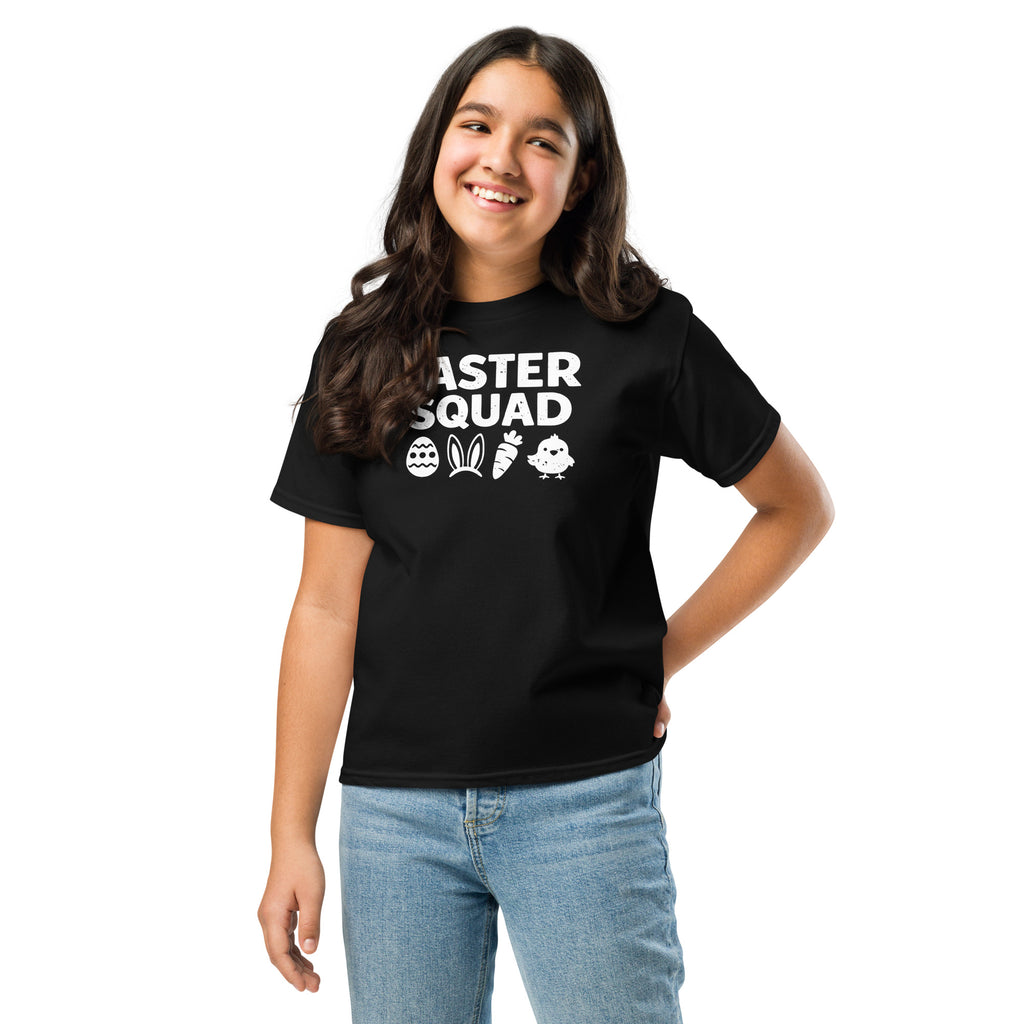 Back/detail view of Easter Squad (Bunny Icons) Design Youth classic tee graphic T-shirt
