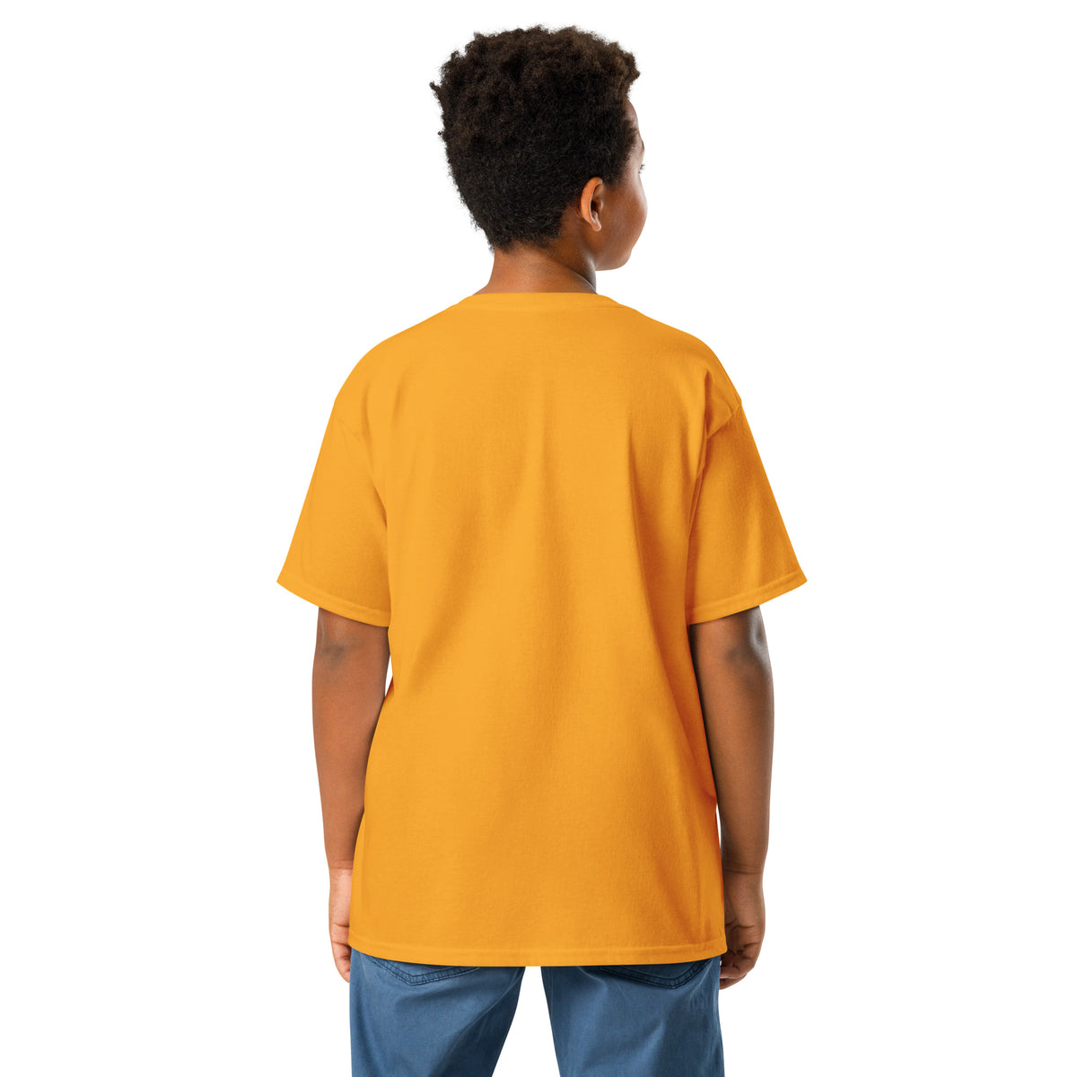 Back/detail view of Egg Hunter Design (Bunny + Eggs) Youth classic tee graphic T-shirt