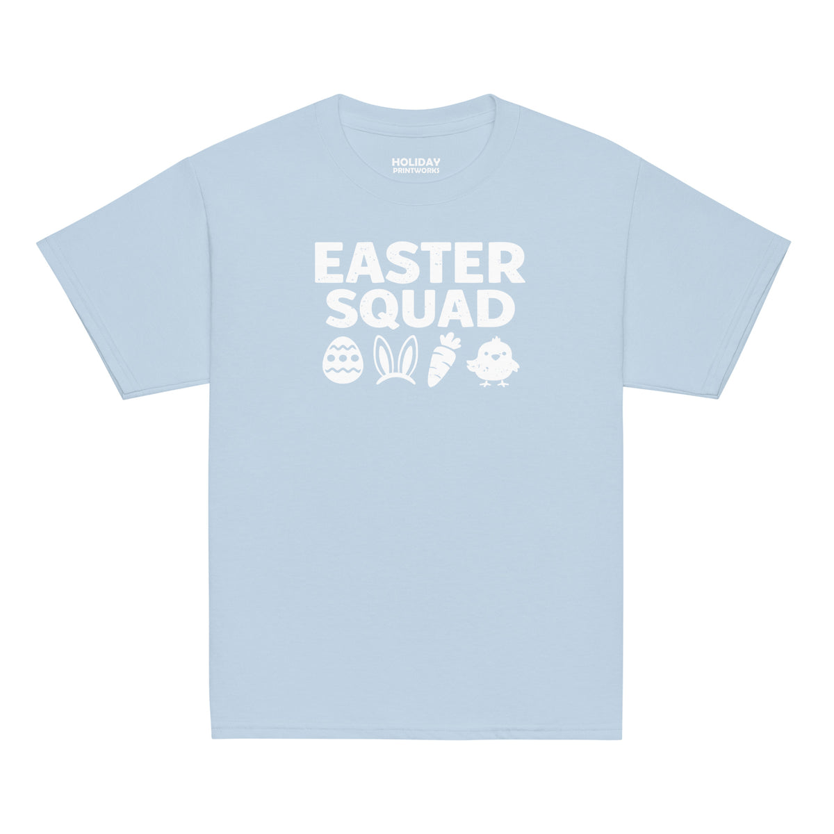 Back/detail view of Easter Squad (Bunny Icons) Design Youth classic tee graphic T-shirt