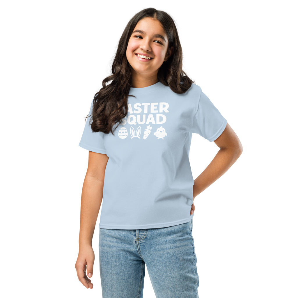 Back/detail view of Easter Squad (Bunny Icons) Design Youth classic tee graphic T-shirt