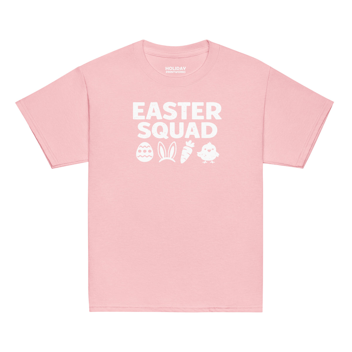 Back/detail view of Easter Squad (Bunny Icons) Design Youth classic tee graphic T-shirt