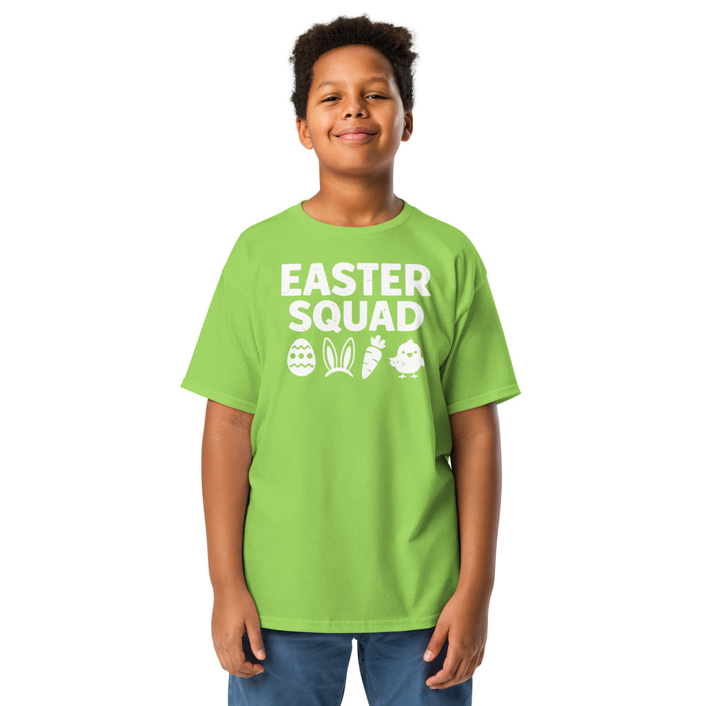 Back/detail view of Easter Squad (Bunny Icons) Design Youth classic tee graphic T-shirt