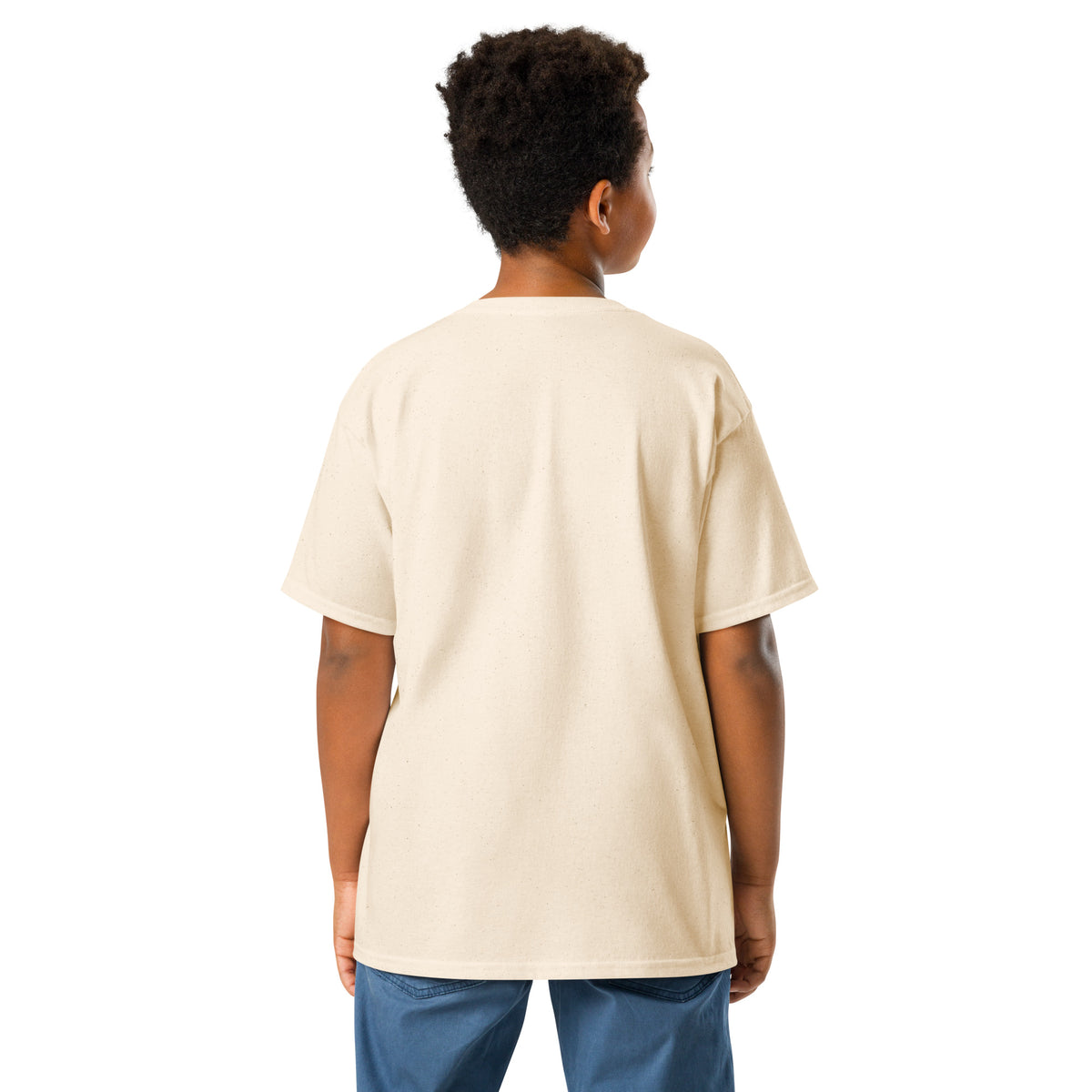 Back/detail view of Egg Hunter Design (Bunny + Eggs) Youth classic tee graphic T-shirt