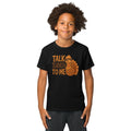 Back/detail view of Talk Turkey to Me – Kids Thanksgiving Sports T-Shirt graphic T-shirt