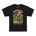 Haunted House Staff Brother “House DJ” Youth T-Shirt with House DJ front design and matching BROTHER back graphic for Halloween family outfits