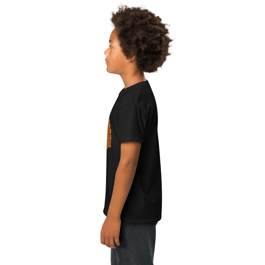 Back/detail view of Talk Turkey to Me – Kids Thanksgiving Sports T-Shirt graphic T-shirt