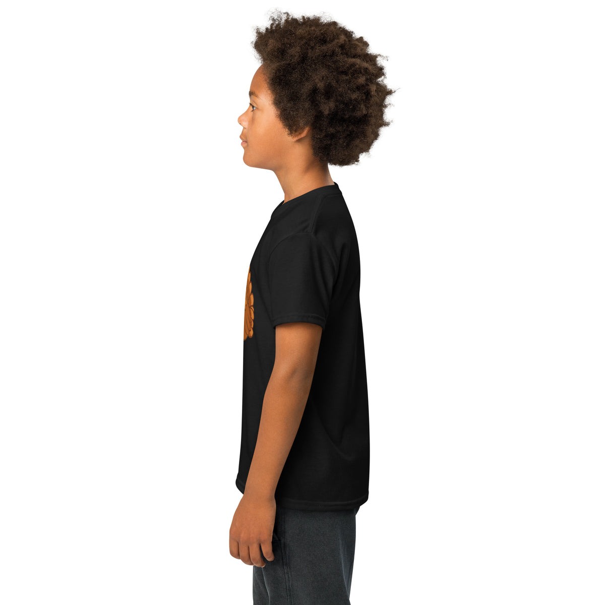 Back/detail view of Talk Turkey to Me – Kids Thanksgiving Sports T-Shirt graphic T-shirt