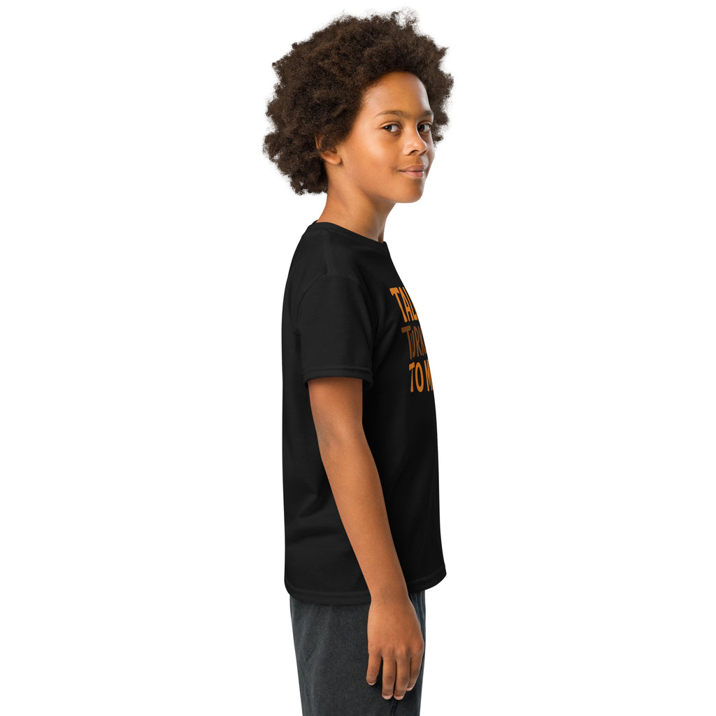 Back/detail view of Talk Turkey to Me – Kids Thanksgiving Sports T-Shirt graphic T-shirt