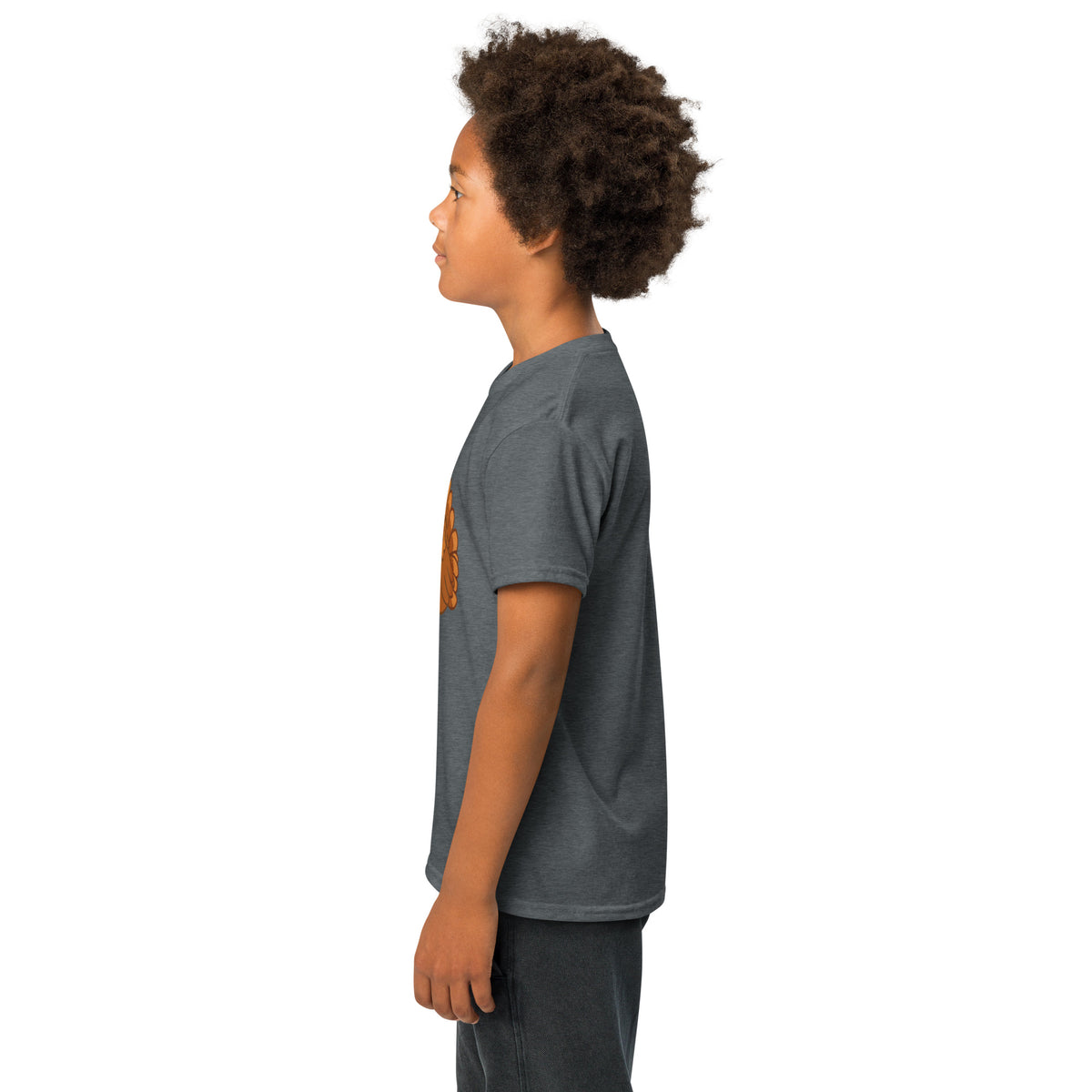 Back/detail view of Talk Turkey to Me – Kids Thanksgiving Sports T-Shirt graphic T-shirt