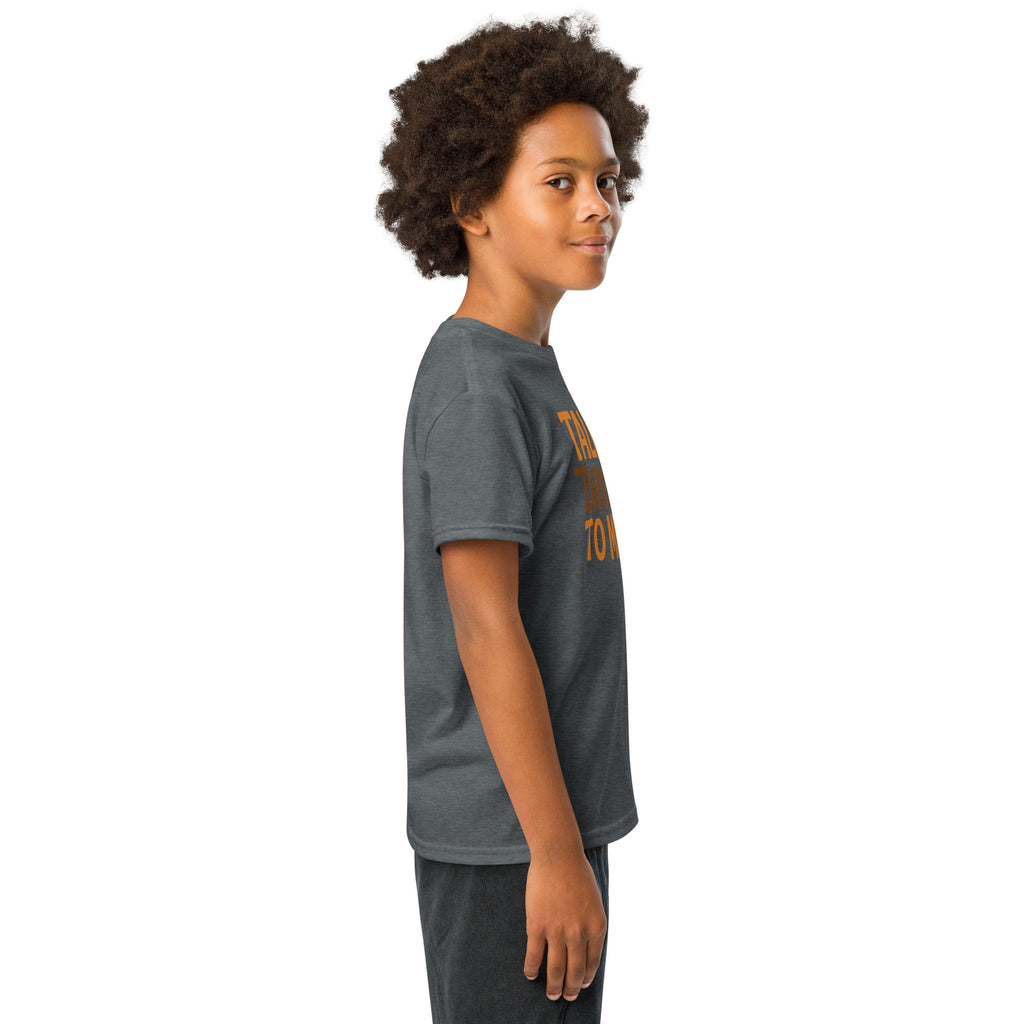 Back/detail view of Talk Turkey to Me – Kids Thanksgiving Sports T-Shirt graphic T-shirt