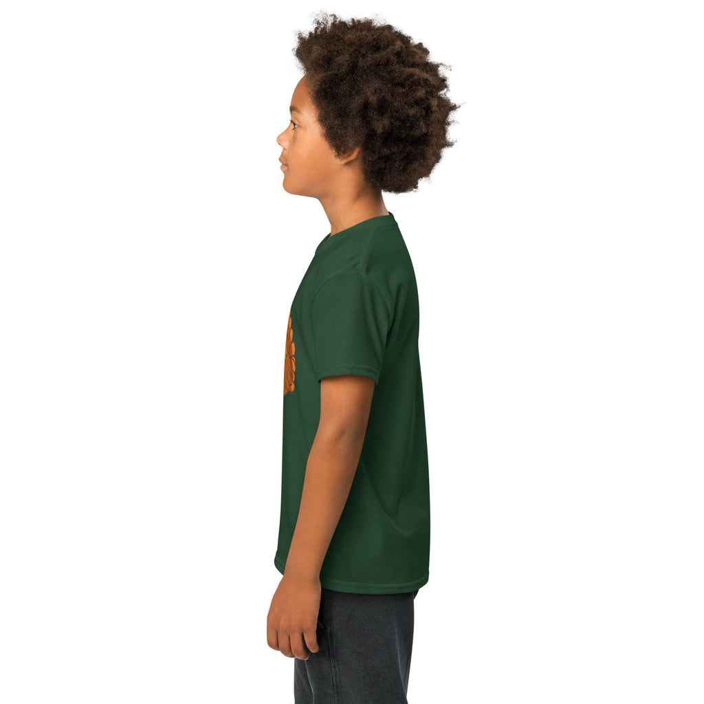 Back/detail view of Talk Turkey to Me – Kids Thanksgiving Sports T-Shirt graphic T-shirt