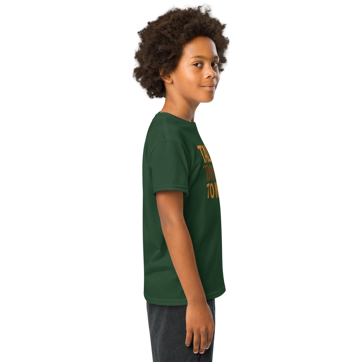 Back/detail view of Talk Turkey to Me – Kids Thanksgiving Sports T-Shirt graphic T-shirt