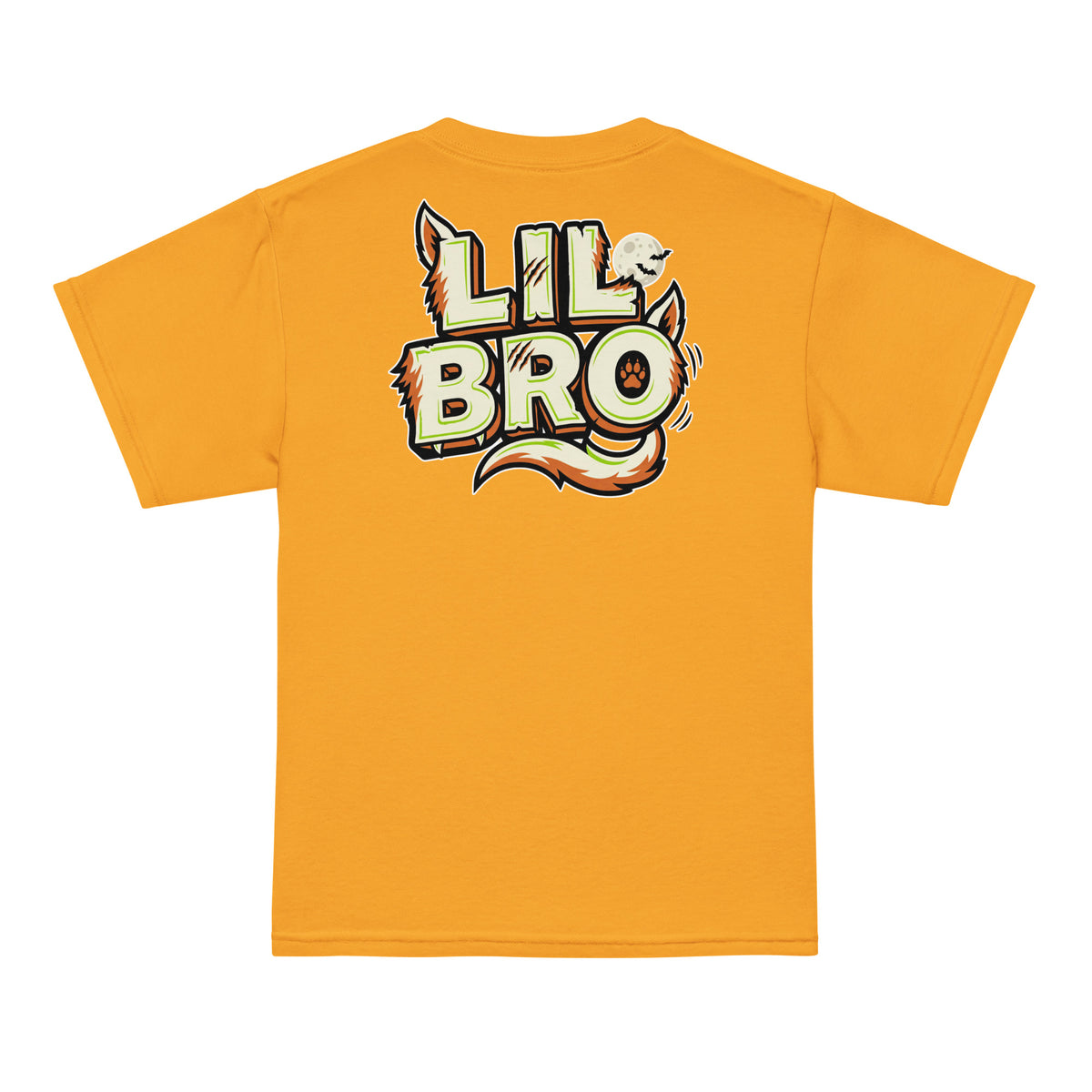Haunted House Staff Lil Bro “Doorbell Boo Crew” Youth T-Shirt with Doorbell Boo Crew front design and matching LIL BRO back graphic for Halloween family outfits