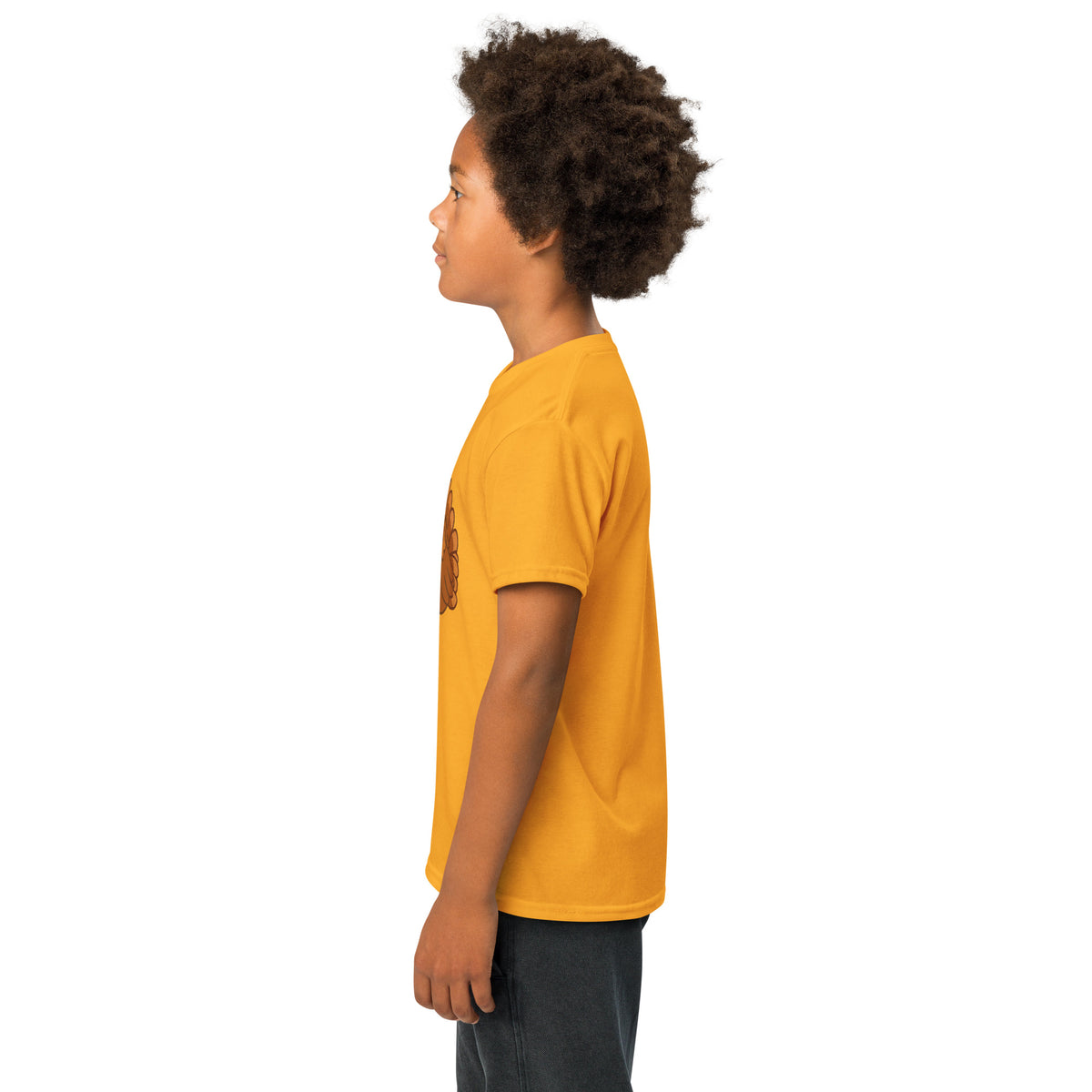 Back/detail view of Talk Turkey to Me – Kids Thanksgiving Sports T-Shirt graphic T-shirt