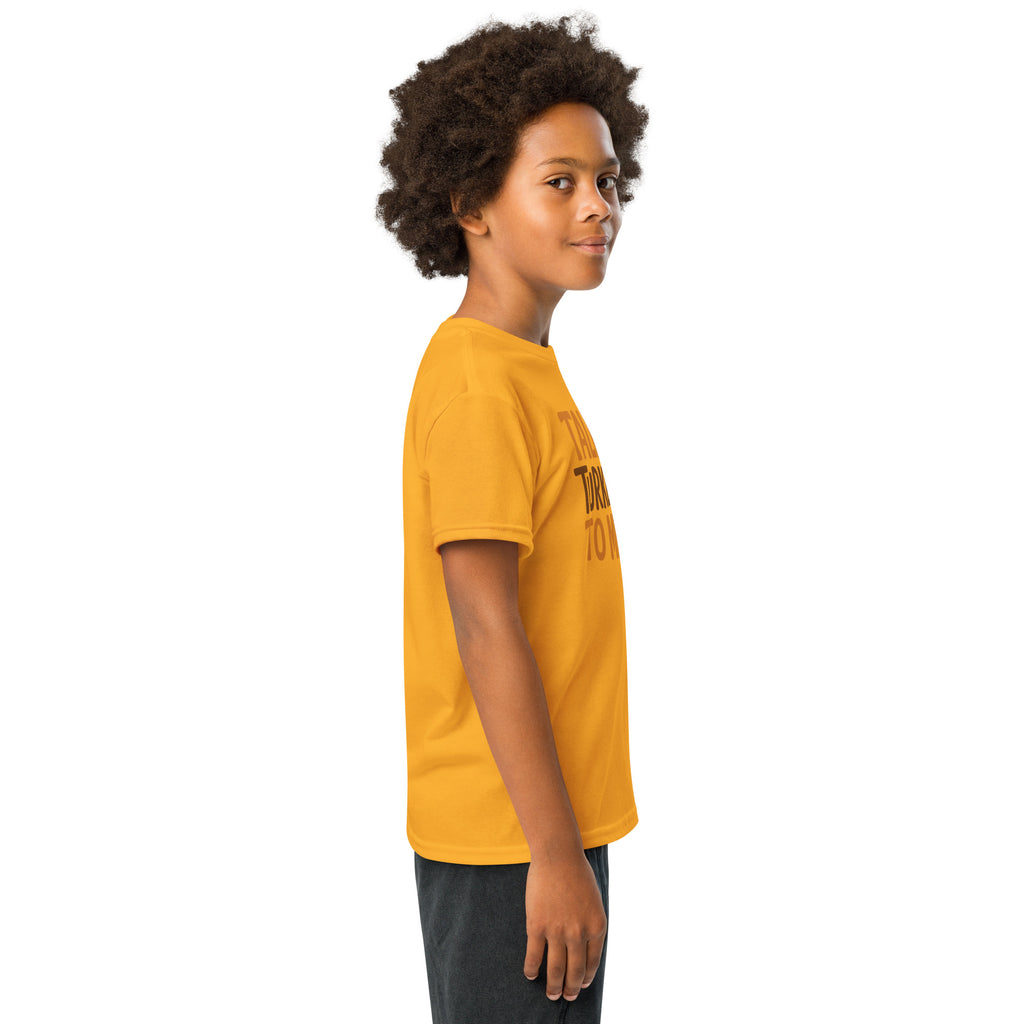 Back/detail view of Talk Turkey to Me – Kids Thanksgiving Sports T-Shirt graphic T-shirt