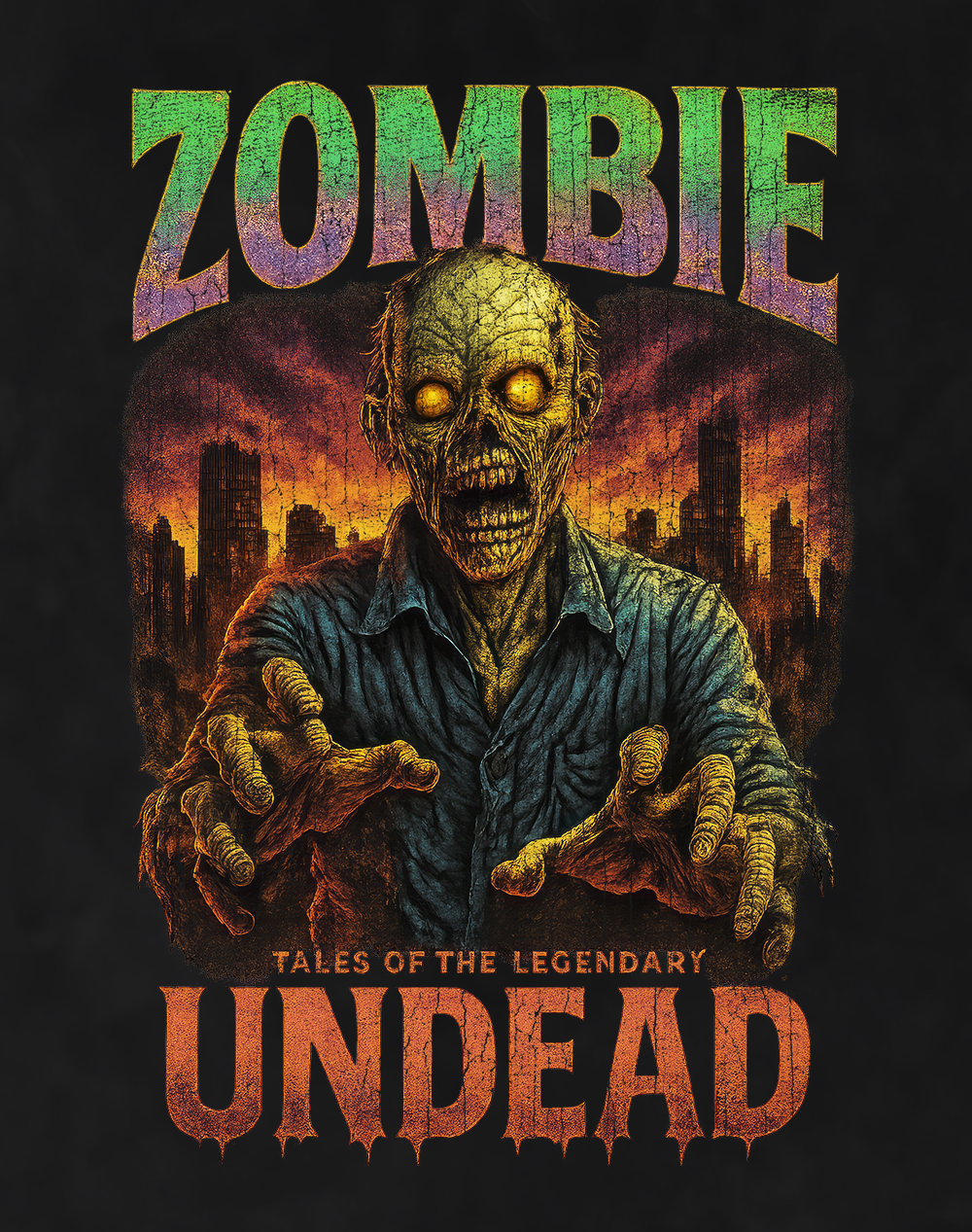 Back/detail view of Zombie 90s Bootleg Vintage Oversized T-Shirt graphic T-shirt